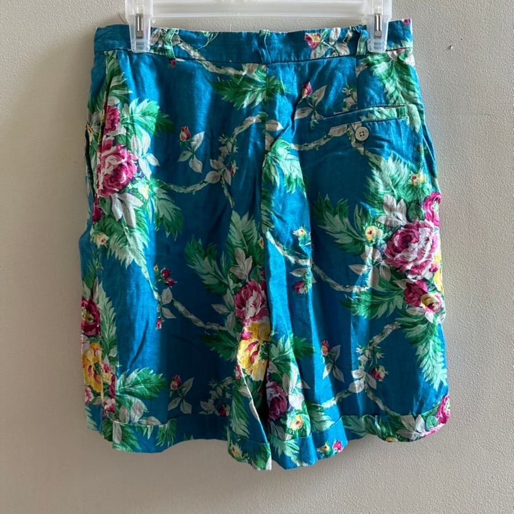 Lauren Ralph Lauren vintage linen floral shorts 8 coastal grandma - Picture 7 of 9